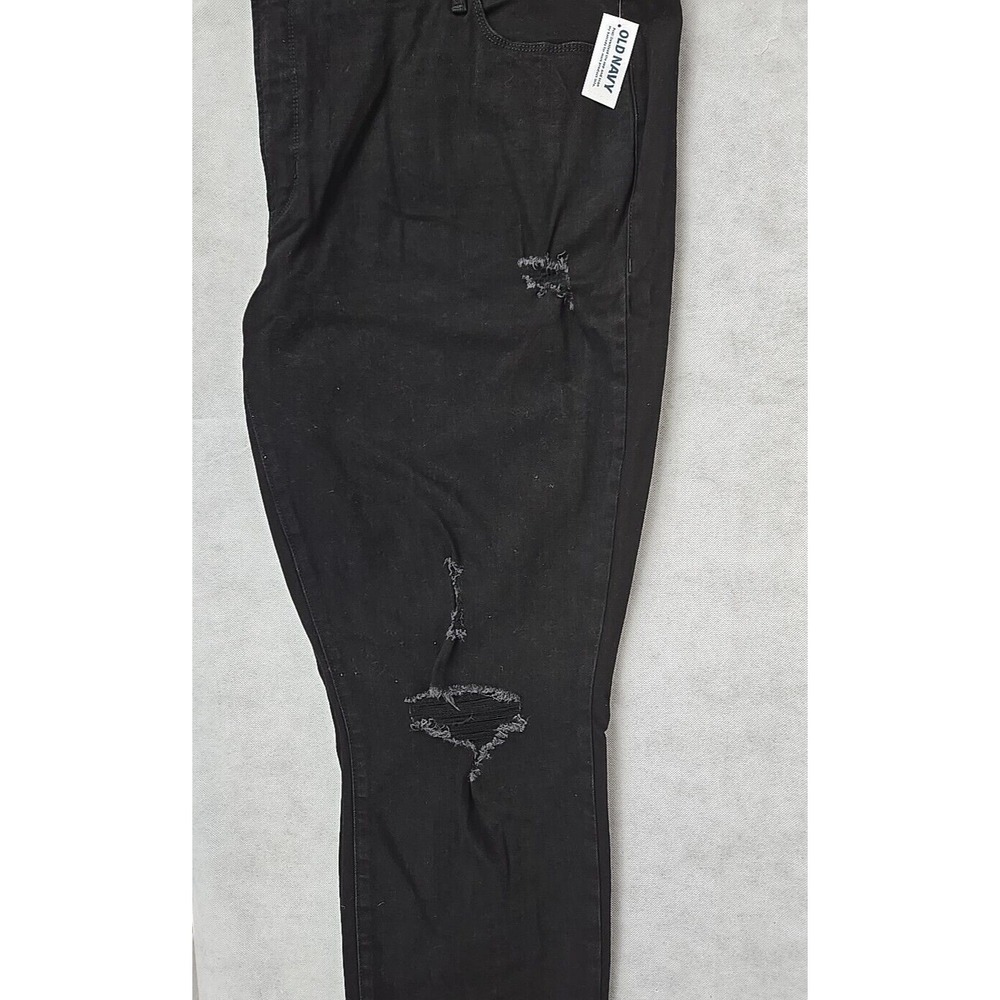 NWT Old Navy Womens Jeans Size 24 Black Denim Distressed Pop‎ Icon Skinny Pant